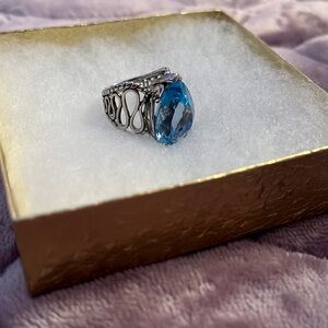 Blue topaz and sterling silver ring- size 7